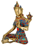 White Whale Tara Buddha Blessing Idol Tibetan Buddhism Yin Kwan Goddess Buddhist Statue