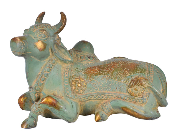 White Whale Brass Kamdhenu Cow Idol Showpiece for Home Decor and Decorative Gift