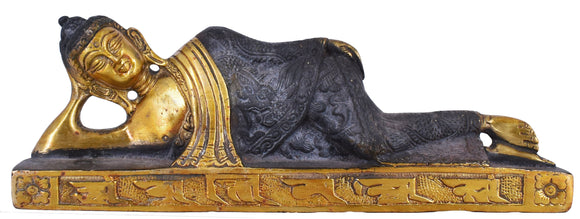 White Whale Brass Resting Buddha in Lying Posture Buddhism Idol feng Shui Home Decorative Showpiece