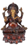 White Whale Brass Lord Ganesha Sitting On Lotus Statue Idol Home Decor Figurine