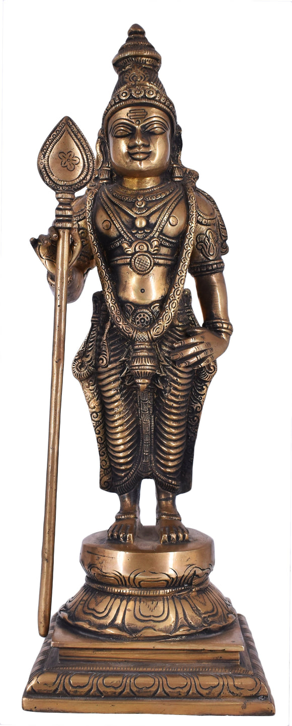 White Whale Brass Lord Kartik Statue Idol Home Decor Figurine