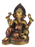 White Whale Brass Lord Ganesha Sitting On Lotus Statue Idol Home Decor Figurine