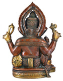 White Whale Brass Lord Ganesha Sitting On Lotus Statue Idol Home Decor Figurine