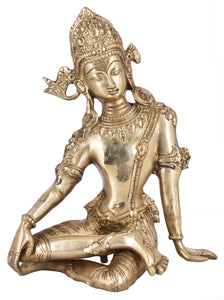 White Whale Brass Lord Indra Statue Figurine Home Décor Gifts Item.
