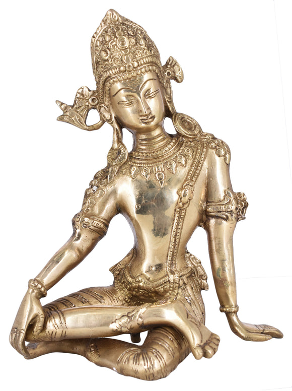 White Whale Brass Lord Indra Statue Figurine Home Décor Gifts Item.
