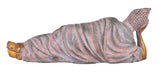 White Whale Large Brass Reclining Buddha Statue in Resting Pose with Multicolor Stone Work feng Shui Home Decorative Showpiece
