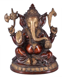 White Whale Brass Hindu God Lord Ganesha Bhagwan Lord Ganesha Idol Statue Murti