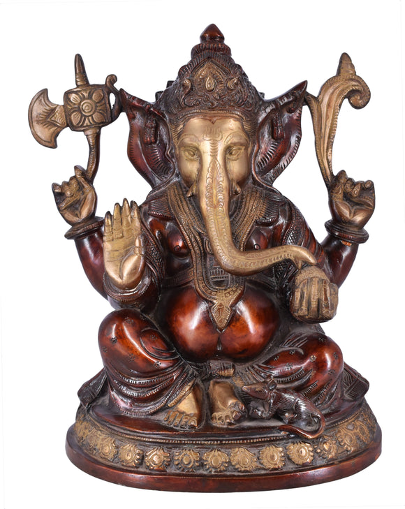White Whale Brass Hindu God Lord Ganesha Bhagwan Lord Ganesha Idol Statue Murti