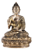 White Whale Brass Medicine Lord Buddha with Sacred Kalash and Draped in Shawl Home Decor