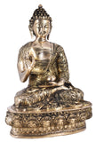 White Whale Brass Medicine Lord Buddha with Sacred Kalash and Draped in Shawl Home Decor