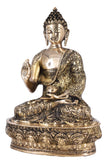 White Whale Brass Medicine Lord Buddha with Sacred Kalash and Draped in Shawl Home Decor
