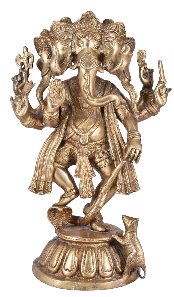 White Whale Brass Hindu God Lord Ganesha Bhagwan Lord Ganesha Idol Statue Murti