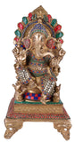 White Whale Brass Hindu God Lord Ganesha Bhagwan Lord Ganesha Idol Statue Murti