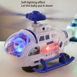 White Whale Toy Airplane Realistic Helicopter w/ Pilote Omni-Directional Wheel Anti-Collision Sensor Music Light Kids Education Toy