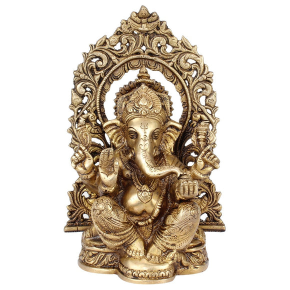 White Whale Lord Ganesh Murti Ganesha Idol Ganpati Bhagwan Brass Statue for Home Decoration Showpiece