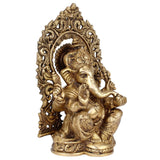 White Whale Lord Ganesh Murti Ganesha Idol Ganpati Bhagwan Brass Statue for Home Decoration Showpiece