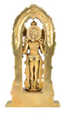 White Whale Brass Lord Bhagwan Vishnu Narayan Statue Idol Murti with Garuda for Home Decor Carved Frame with Kirtimuka