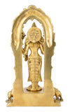 White Whale BraStanding Goddess Lakshmi with Prabhavali - Brass Statue for Home Decor Mandir Pooja Carved Frame with Kirtimuka