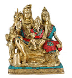 White Whale Brass Lord Shiva Family Statue Religious Shiv Parivar Ganesha Parvati Kartik Idol Figurine