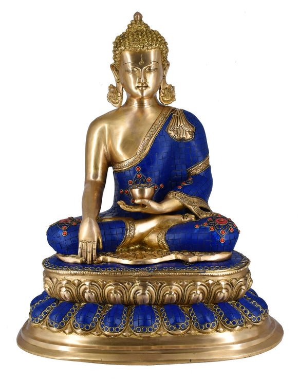White Whale Brass Buddha Statue Astmangal Buddhism Idol feng Shui Home Decorative Showpiece - Large