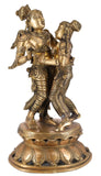 White Whale Brass Lord Radha Krishna Loving Pose Large Statue Sculpture Turquoise Murti for Home Decor Pooja Temple