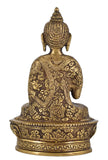 White Whale Brass Statue of Buddha Blessing with Sacred Kalash and Draped in Shawl Home Décor