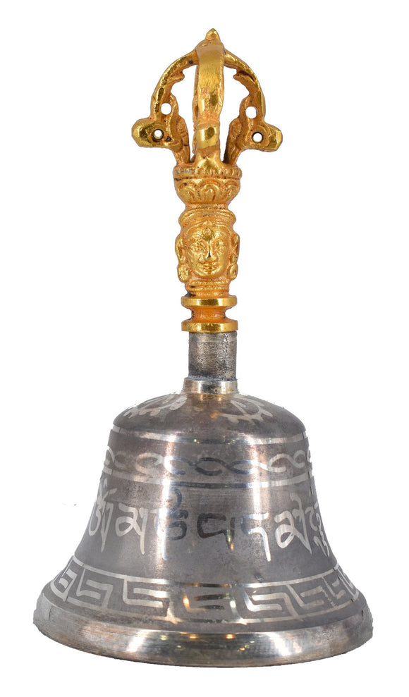 White Whale Brass Antique Looking Hand Bell with Deep Sound Antique Style Home Decor for Wall Door And Mandir And Temple.