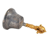 White Whale Brass Antique Looking Hand Bell with Deep Sound Antique Style Home Decor for Wall Door And Mandir And Temple.