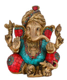 White Whale Brass Mangalkari Ganesha Statue Bhagwan Idol Ganesha Statue Ganpati Murti Home Décor