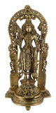 White Whale Brass Lord Bhagwan Vishnu Narayan Statue Idol Murti with Garuda for Home Decor Carved Frame with Kirtimuka