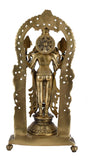 White Whale Brass Lord Bhagwan Vishnu Narayan Statue Idol Murti with Garuda for Home Decor Carved Frame with Kirtimuka