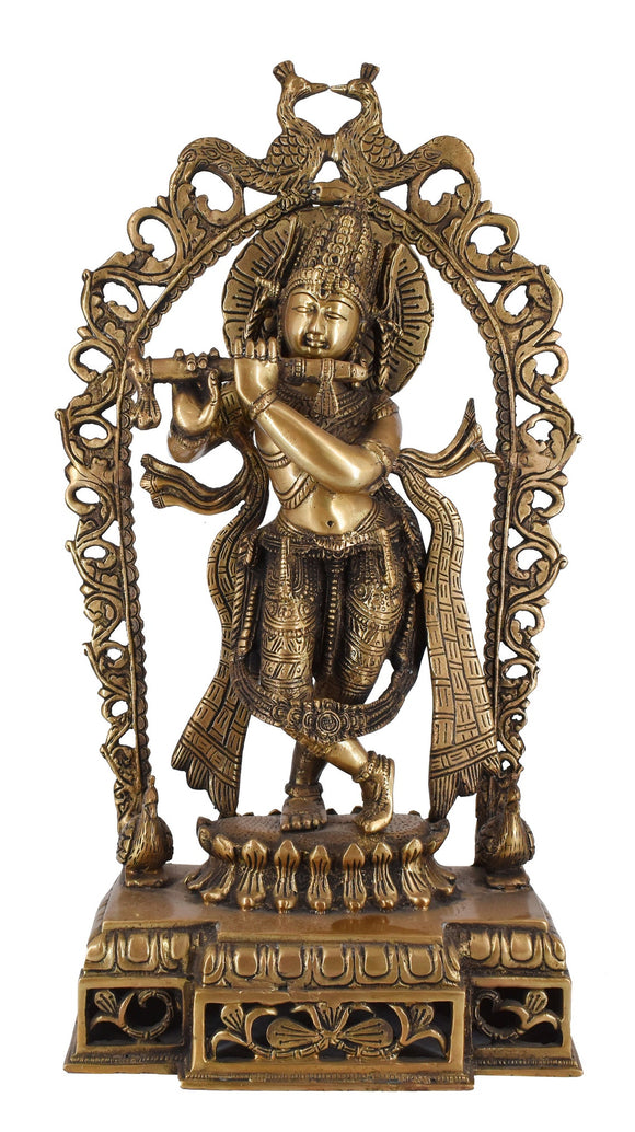 White Whale Brass Lord Krishna Bhagwan Lord Krishna Idol Statue Murti Home Décor