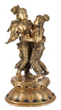 White Whale Brass Lord Radha Krishna Loving Pose Large Statue Sculpture Turquoise Murti for Home Decor Pooja Temple