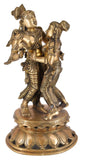 White Whale Brass Lord Radha Krishna Loving Pose Large Statue Sculpture Turquoise Murti for Home Decor Pooja Temple