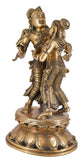 White Whale Brass Lord Radha Krishna Loving Pose Large Statue Sculpture Turquoise Murti for Home Decor Pooja Temple