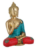 White Whale Brass Buddha Statue Blessing Murti for Home Decor Entrance Office Table Living Room Meditation Luck Gift Feng Shui