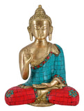 White Whale Brass Buddha Statue Blessing Murti for Home Decor Entrance Office Table Living Room Meditation Luck Gift Feng Shui