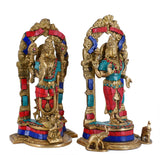 White Whale Brass Lord Vishnu and Lakshmi Statue Idol Murti for Home Decor Mandir Pooja Carved Frame with Kirtimuka