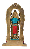 White Whale Brass Lord Bhagwan Vishnu Narayan Statue Idol Murti with Garuda for Home Decor Carved Frame with Kirtimuka