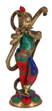 White Whale Brass Lord Krishna Idol Bhagwan Large Statue Multicolor Turquoise Murti for Home Decor Pooja Room