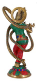White Whale Brass Lord Krishna Idol Bhagwan Large Statue Multicolor Turquoise Murti for Home Decor Pooja Room