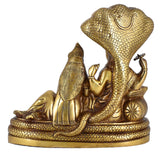 White Whale Lord Vishnu with Lakshmi Rest Upon Shesha Naag Brass Statue Religious Strength Sculpture Idol