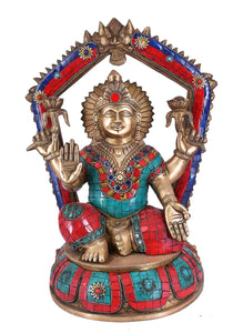 White Whale Brass Lakshmi Idol Hindu Laxmi Goddess Statue Home Office Showpiece Home Décor