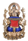 White Whale Large Lord Ganesha Sitting On Lotus Brass Idol Hindu Good Luck God Deity Ganesh Statue -Hindu Ganesha Idol Sculptures Home Décor