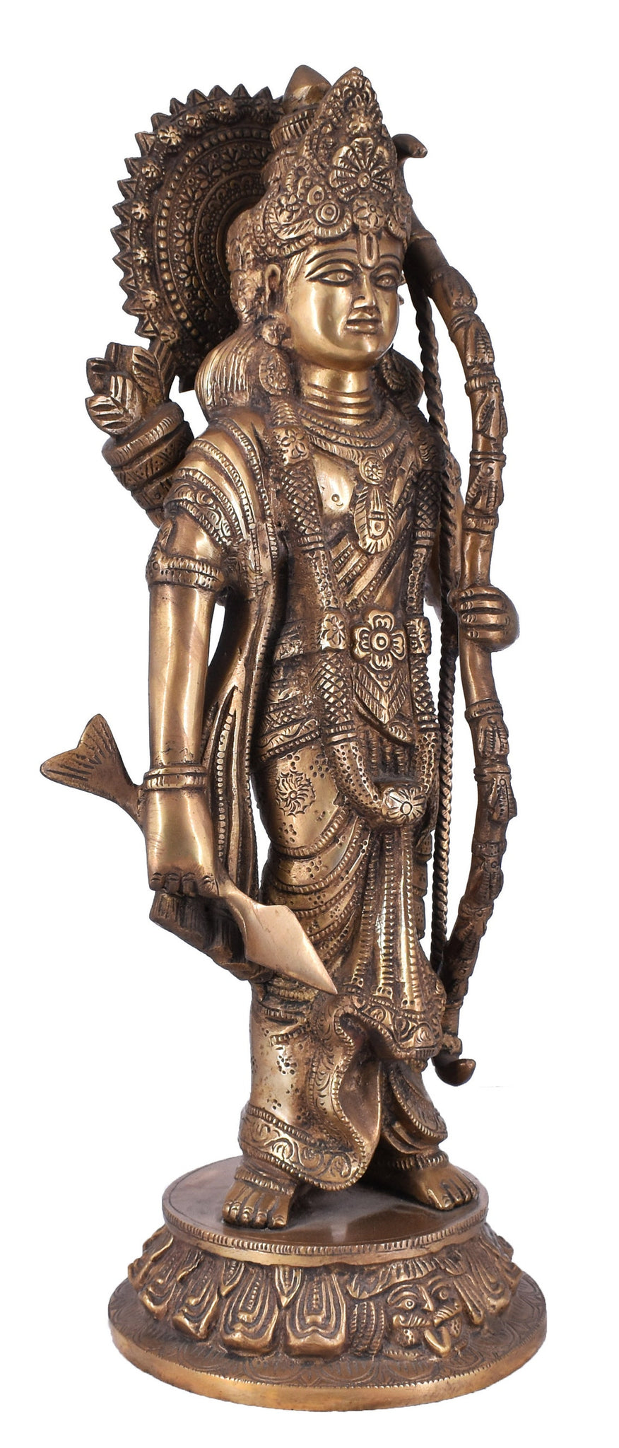 White Whale Brass Lord Ram Brass Statue Rama Idol for Temple