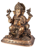 White Whale Large Ganesh Idol Lord Brass Statue Turquoise Handcarved Colorful Deity Elephant God Ganesha Vinayak Figurine Wedding Gifts