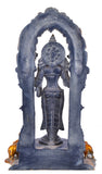 White Whale BraStanding Goddess Lakshmi with Prabhavali - Brass Statue for Home Decor Mandir Pooja Carved Frame with Kirtimuka