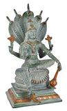 White Whale Lord Vishnu Sitting Upon Shesha Naag Brass Statue Religious Strength Sculpture Idol Home Décor
