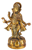 White Whale Brass Lord Standing Ganesha Brass Statue Religious Strength God Sculpture Idol Home Decor