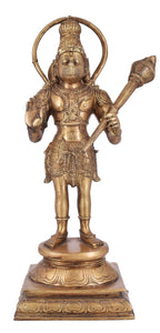 White Whale Brass Standing Lord Hanuman Statue Religious Strength God Sculpture Idol Home Décor.